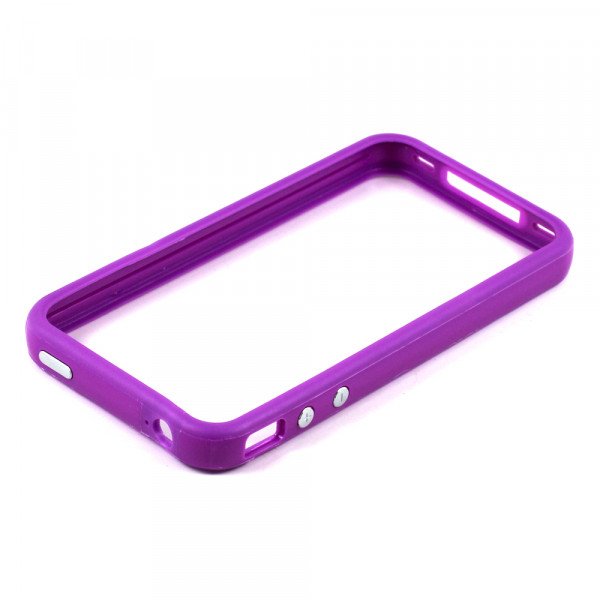Wholesale iPhone 4S 4 Bumper with Chrome Button (Purple)